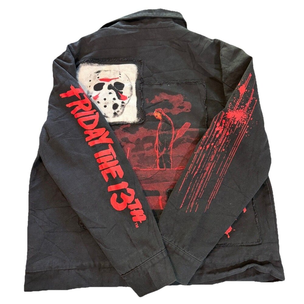 Dolls Kill x Horror Friday The 13th Jason Voorhees Black Canvas Jacket Size L